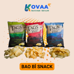 Bao bì snack màng ghép đa lớp, in thương hiệu nổi bật, bảo quản bánh giòn lâu