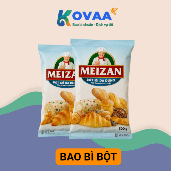 Bao bì bột in thương hiệu, túi đứng đa lớp chống ẩm cho bột mì, bột gạo