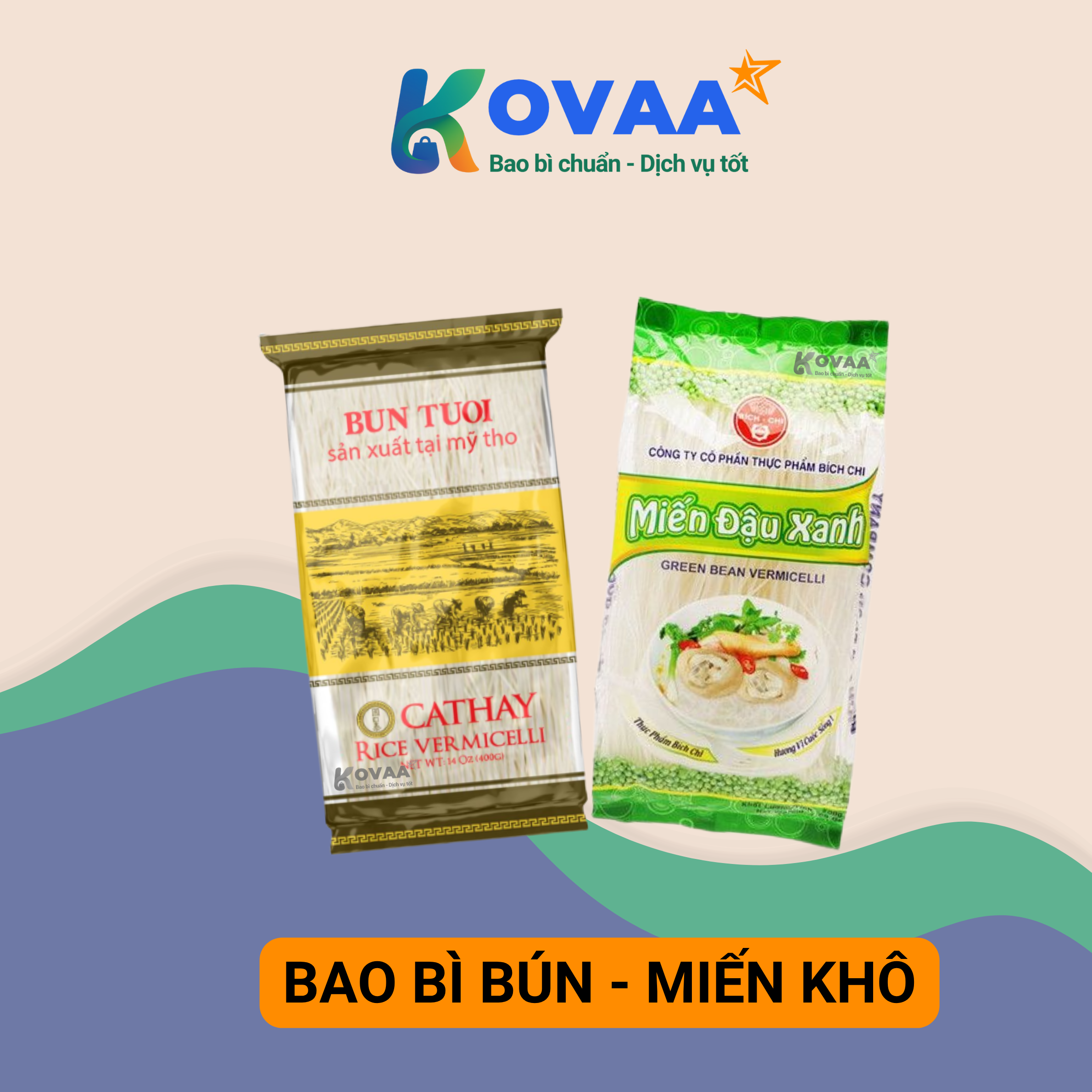 Bao bì miến dong khô chất liệu OPP/PE, in thông tin thành phần rõ ràng