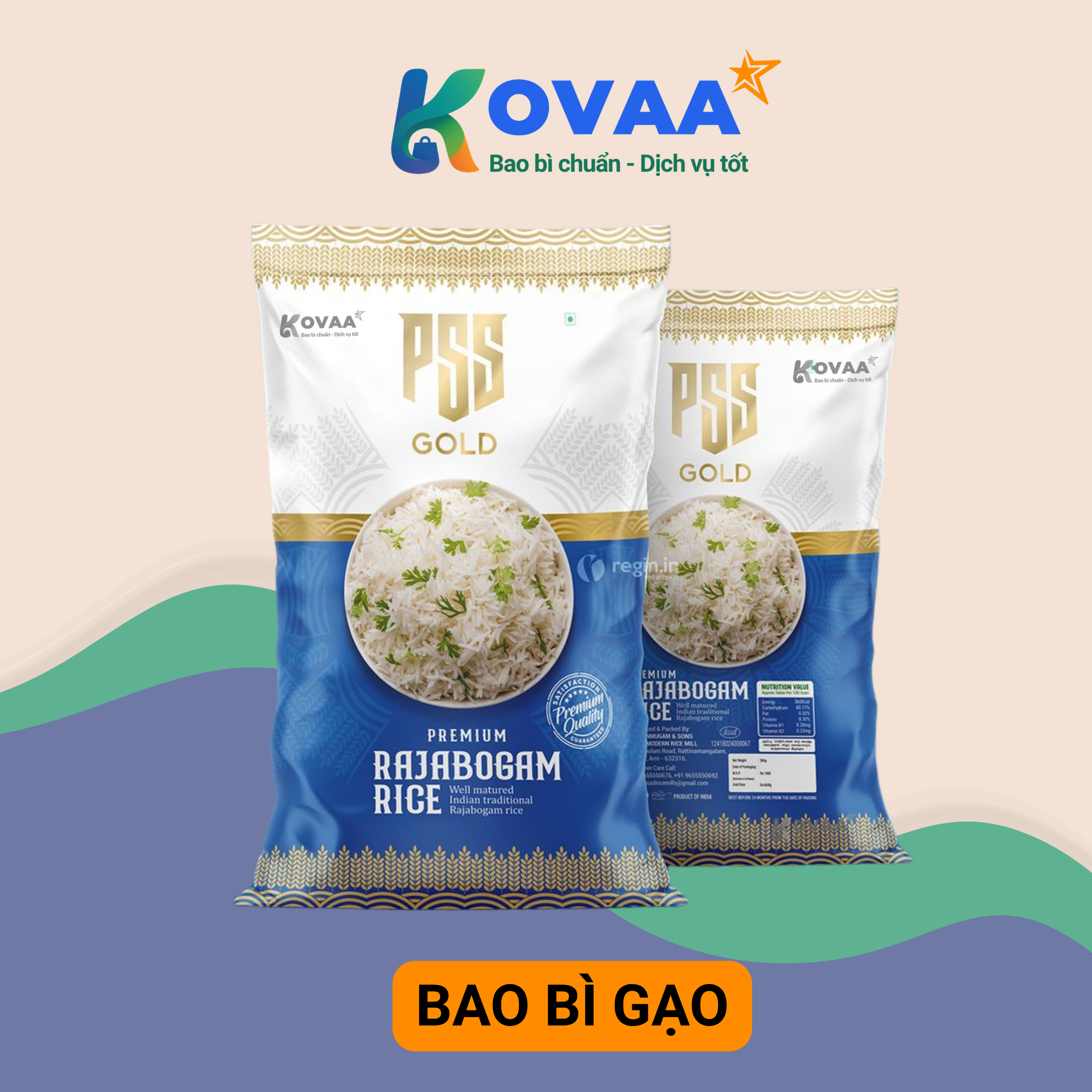 Bao bì gạo màng ghép phức hợp bảo quản hạt gạo luôn tơi xốp, không vón cục