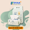 Bao bì khăn giấy thiết kế hiện đại, màu trắng xanh, in logo thương hiệu nổi bật