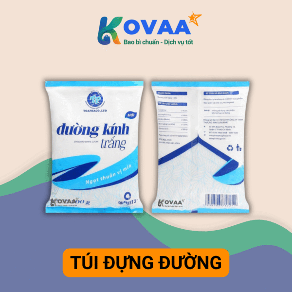 Túi đựng đường sản xuất tại kovaa, thiết kế bền chắc, in logo thương hiệu nổi bật