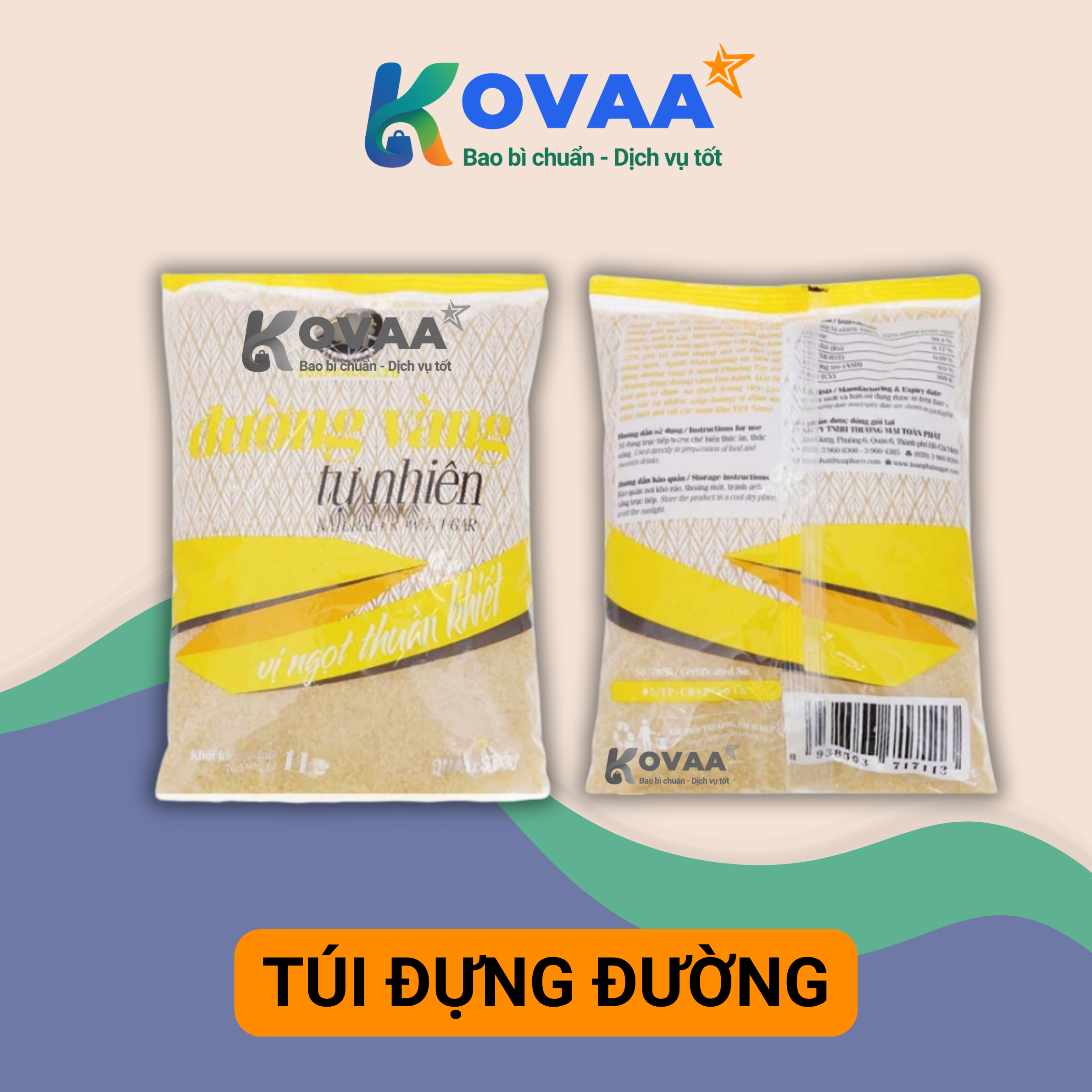 Túi đựng đường màng ghép sản xuất tại KOVAA chống thấm, bảo quản đường lâu dài