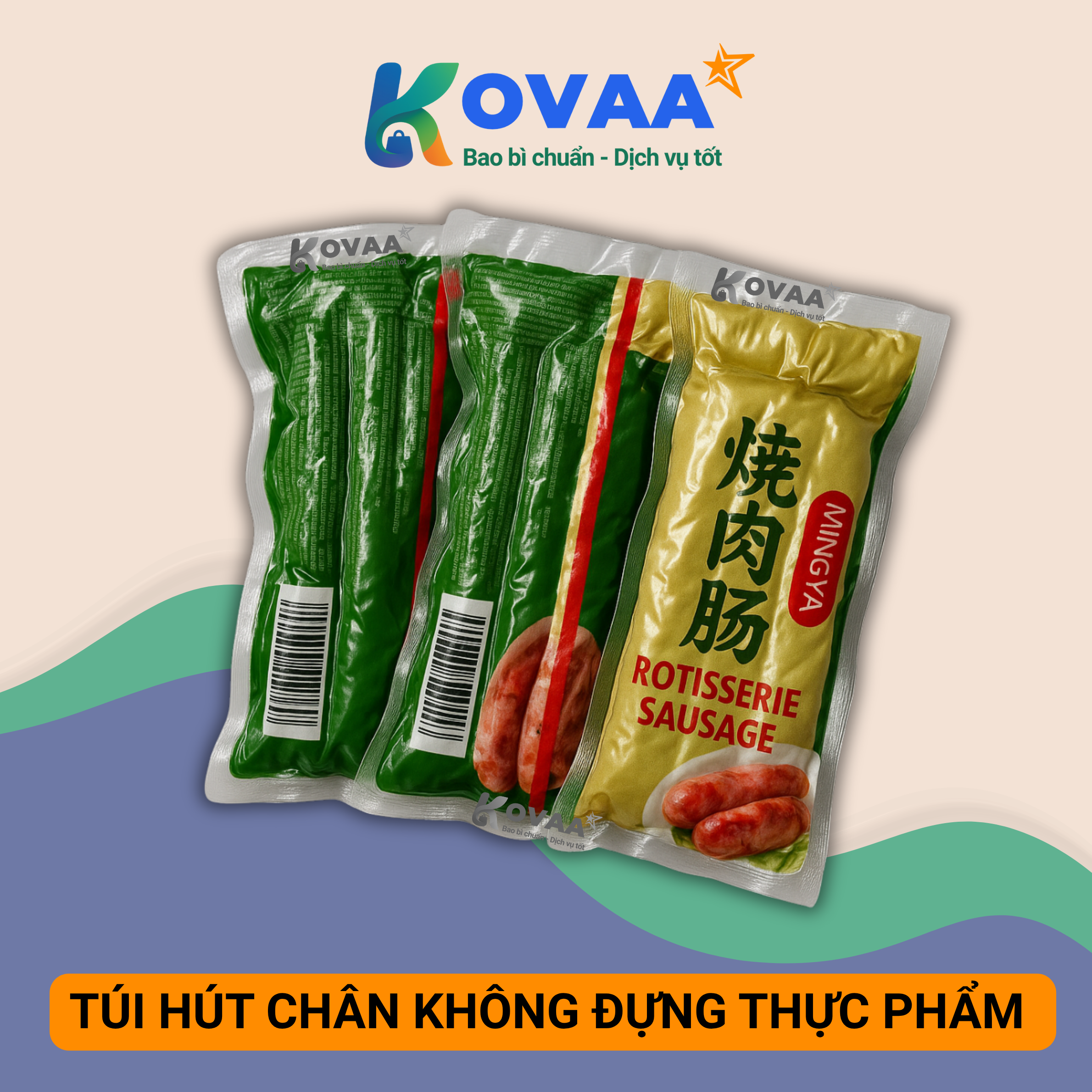 Túi hút chân không đựng thực phẩm PA/PE, in logo thương hiệu, bảo quản thực phẩm lâu dài