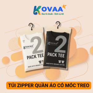 Túi zipper đựng quần áo có móc treo, nhựa trong suốt, treo trên giá giúp bảo quản và trưng bày chuyên nghiệp