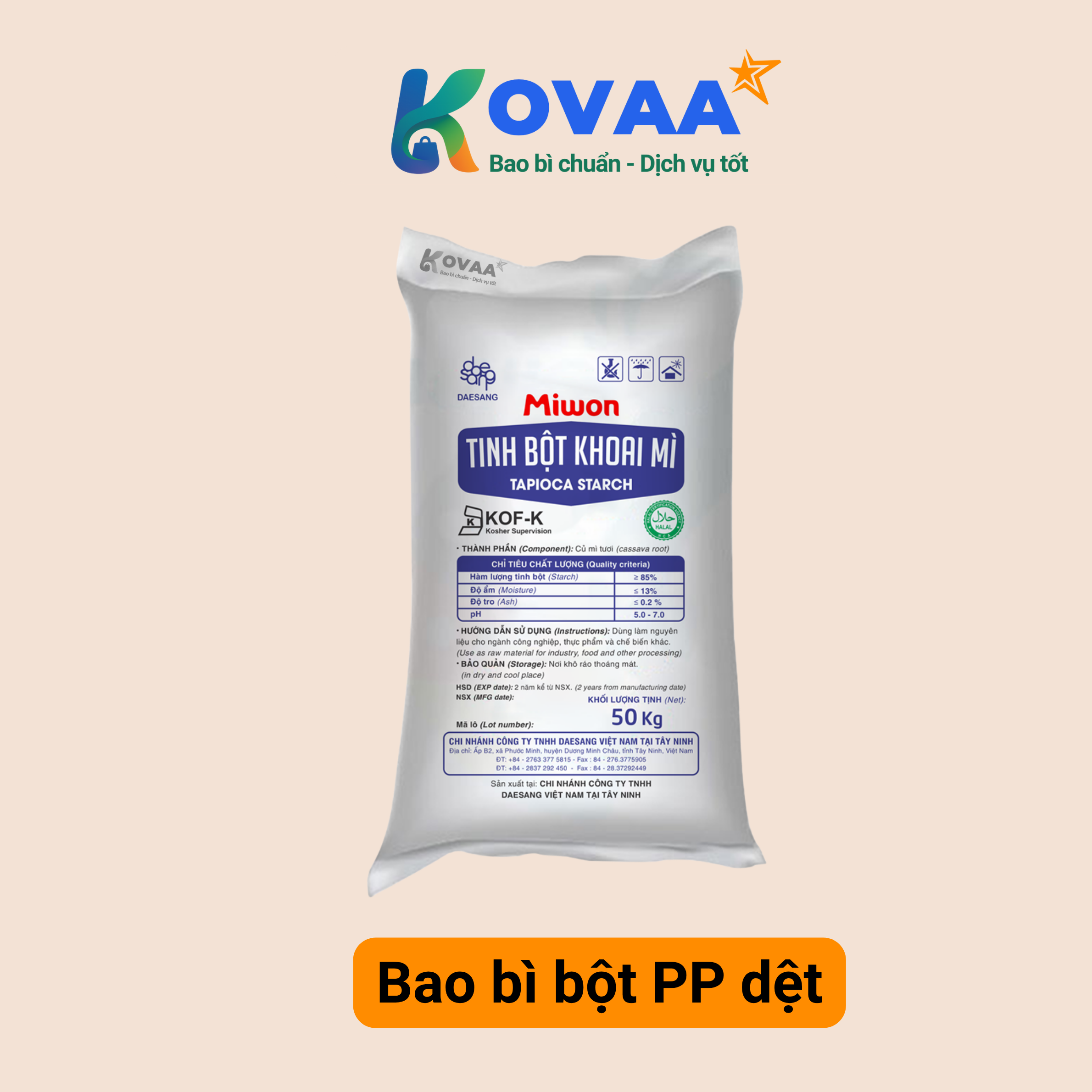 Bao bì bột PP dệt bền đẹp
