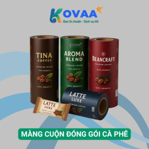 Màng cuộn đóng gói cà phê in logo thương hiệu sắc nét