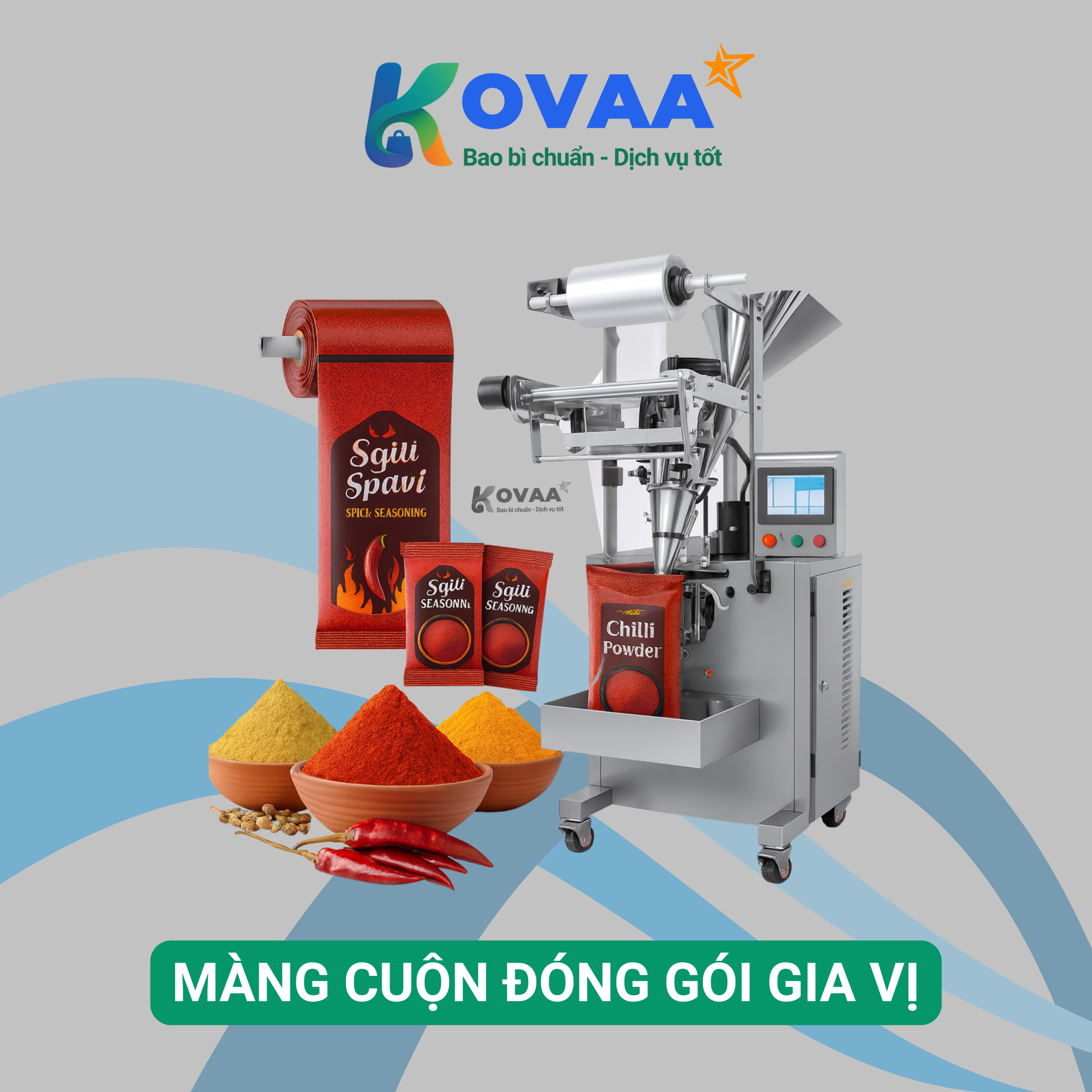 Màng cuộn đóng gói gia vị cho máy đóng gói tự động hiện đại