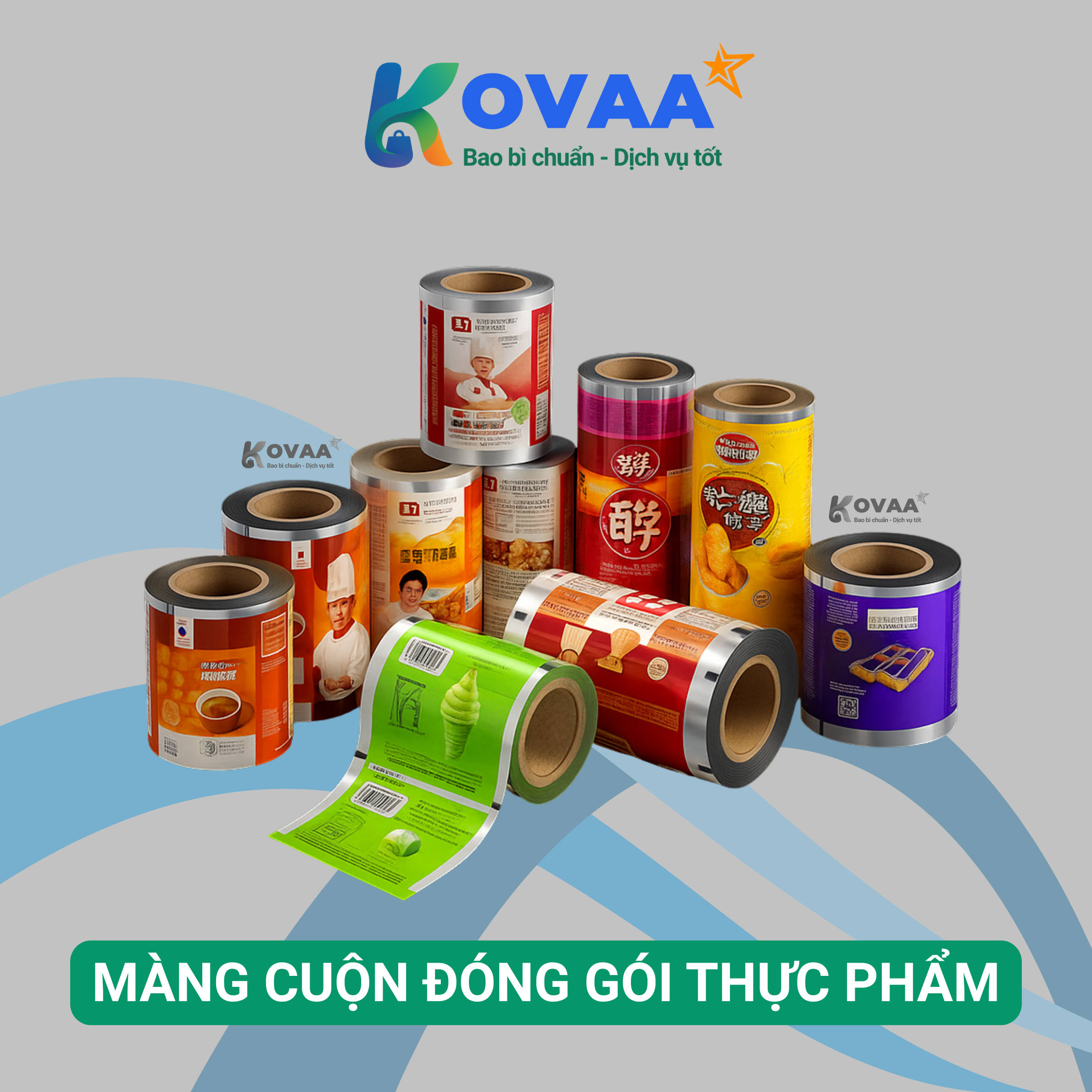 Cuộn màng ghép thực phẩm in ấn đa dạng dành cho snack, bánh kẹo, viên socola, thực phẩm chế biến