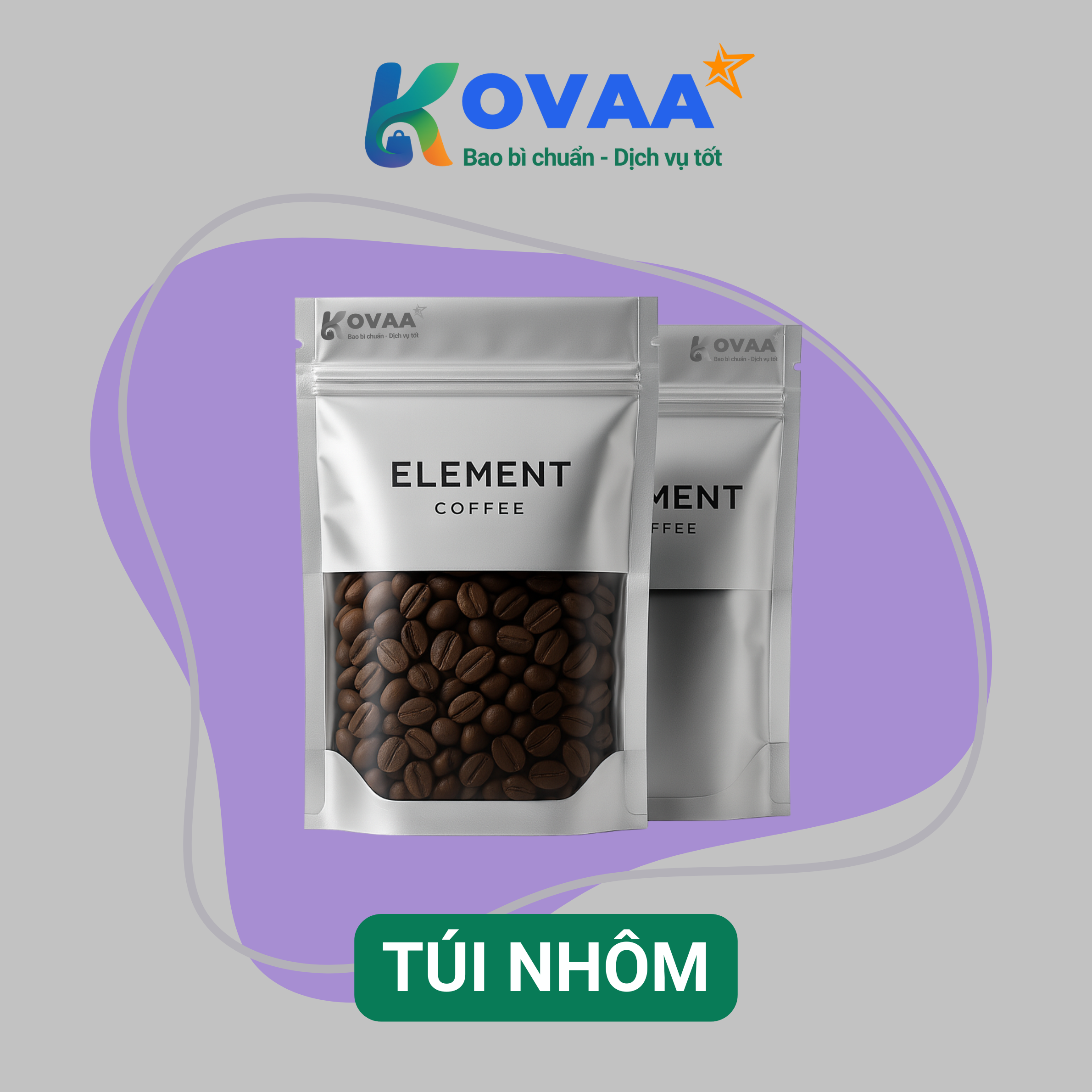 Túi zipper nhôm in ấn sắc nét, đa dạng kích thước và màu sắc