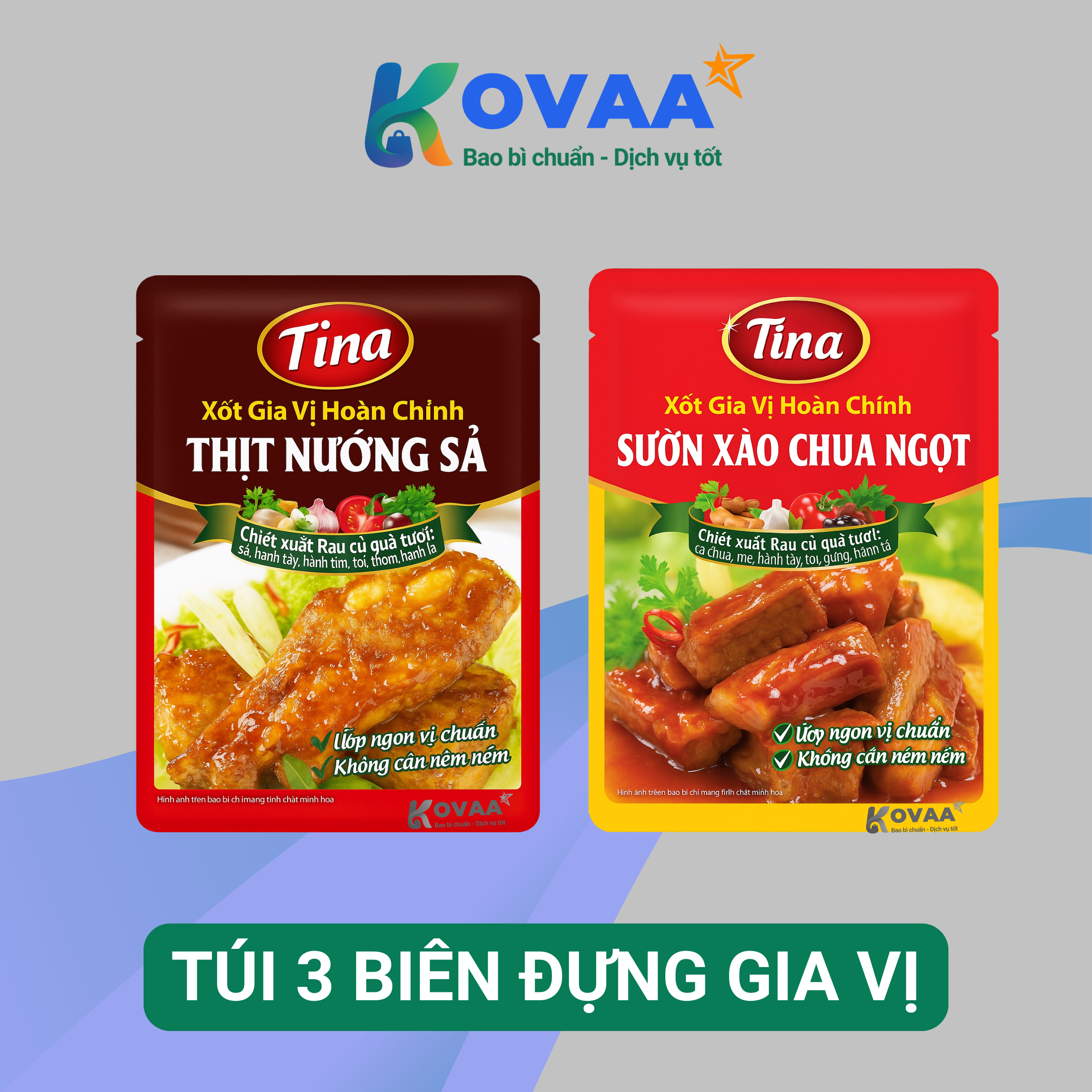 Túi 3 biên đựng gia vị nhỏ, màng nhôm ghép bảo quản thực phẩm hiệu quả