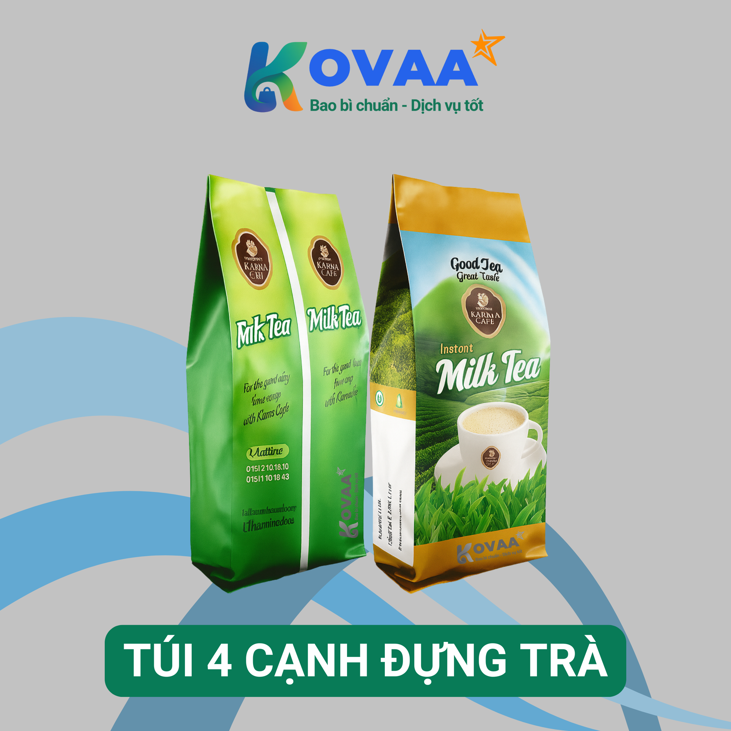 Bao bì túi 4 cạnh đựng trà bảo quản chống ẩm, chống oxy hóa