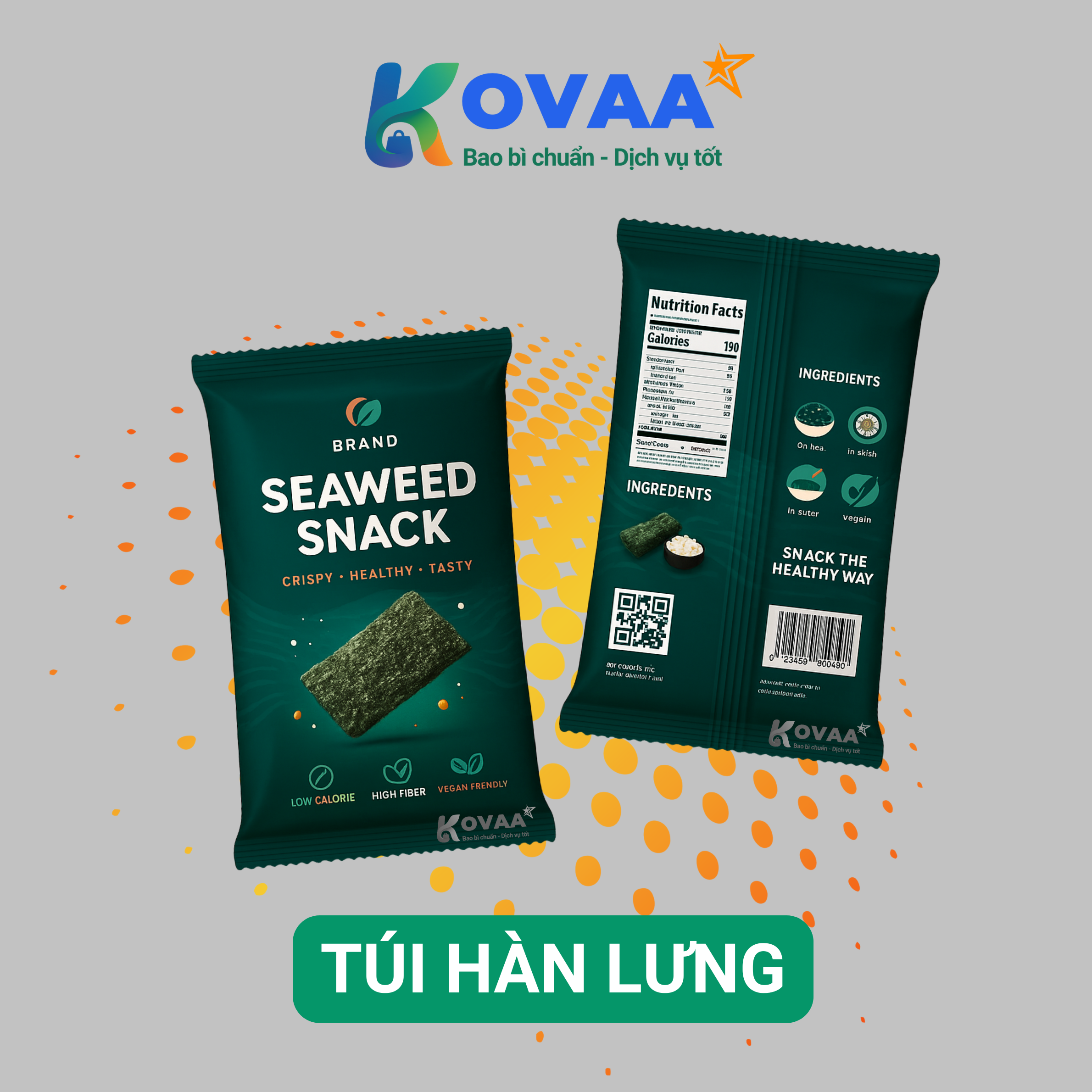 Bao bì túi hàn lưng màng ghép phức hợp in theo yêu cầu với màu sắc đa dạng