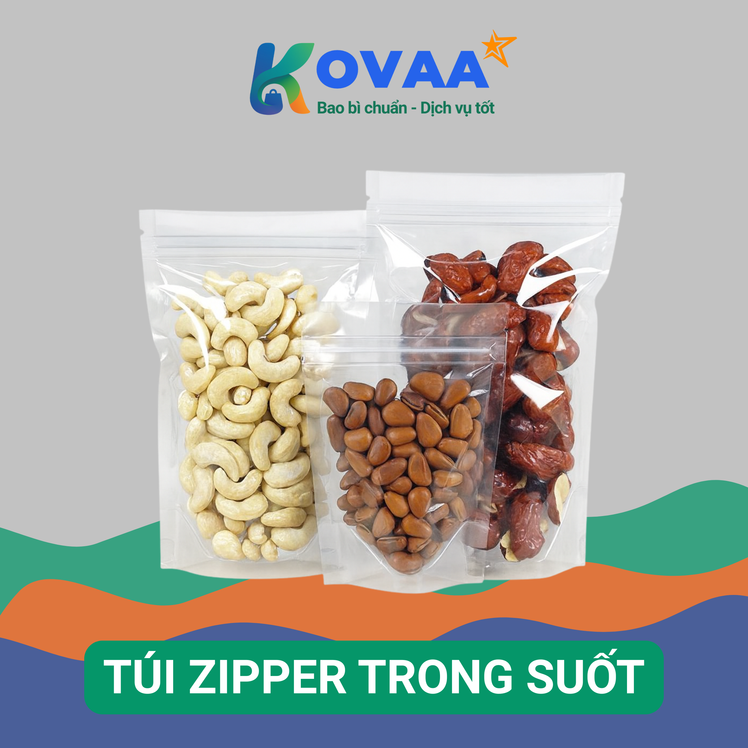 Túi zipper trong suốt dày dặn, tái sử dụng nhiều lần, an toàn thực phẩm
