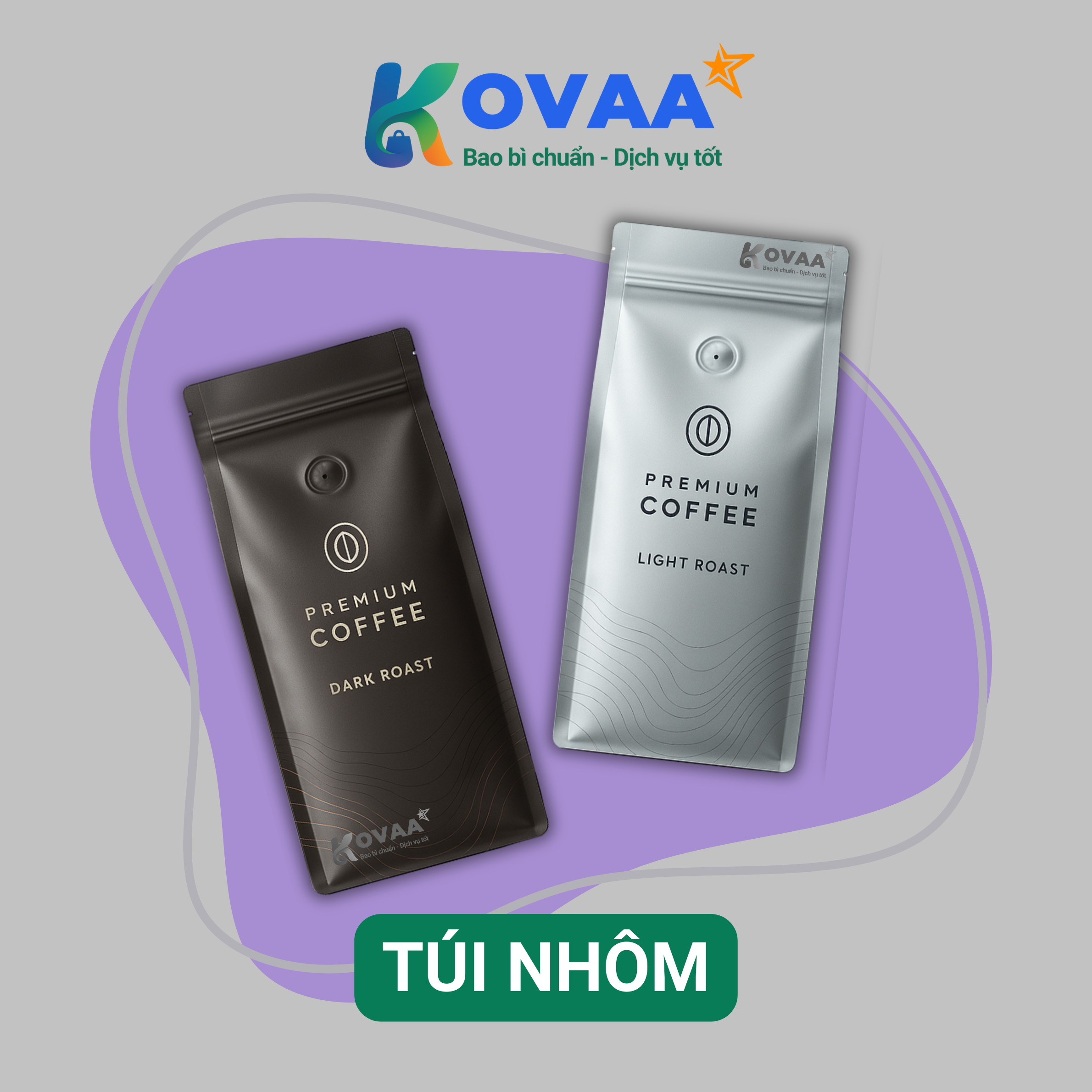 Túi nhôm đựng cà phê có khóa zipper tiện lợi, dễ dàng bảo quản