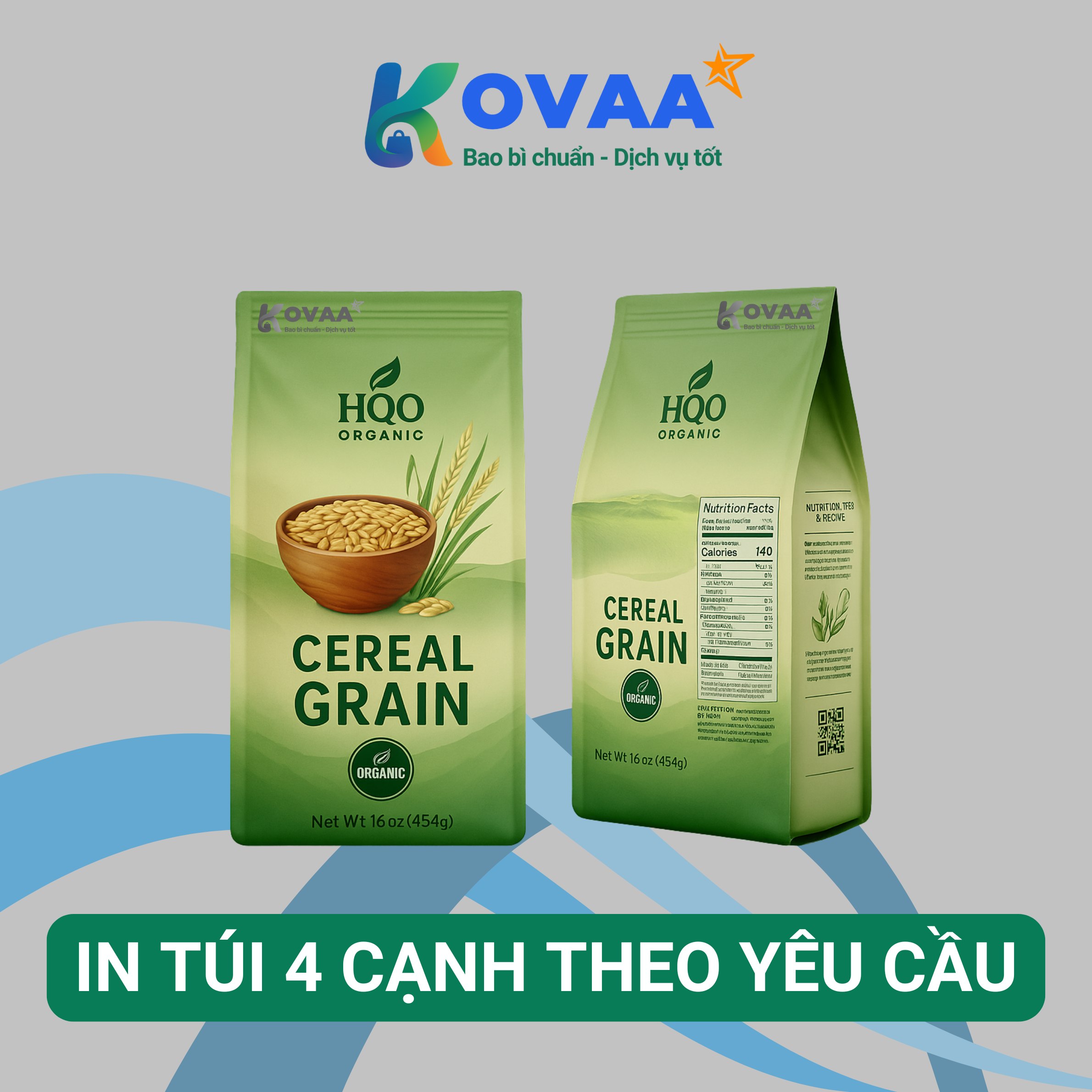 Túi 4 cạnh in logo doanh nghiệp, bảo quản thực phẩm, cà phê, trà hiệu quả