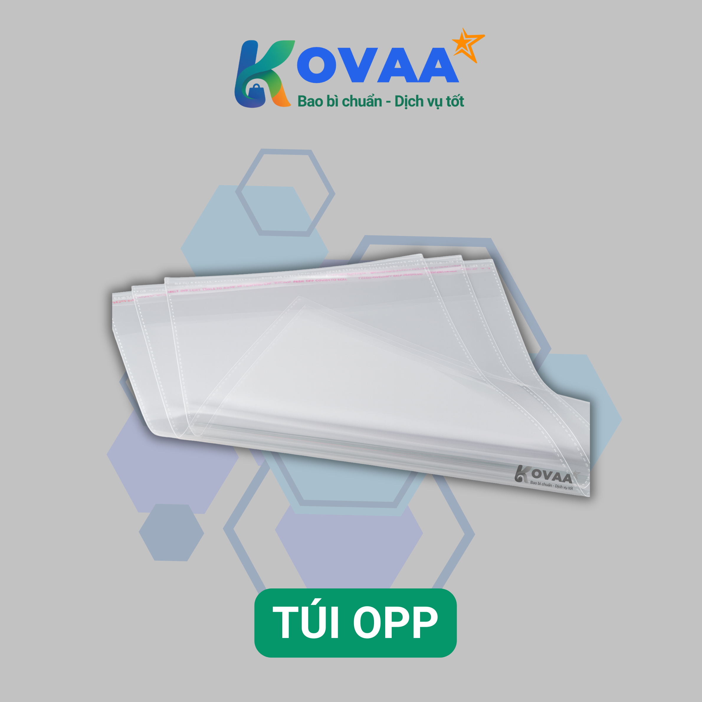 Túi OPP Kovaa trong suốt – Bao bì thực phẩm cao cấp, dán miệng, bảo quản bánh kẹo, quần áo, chống thấm