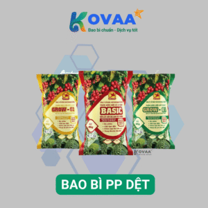 Bao bì PP dệt đựng phân bón hữu cơ, thiết kế màu sắc nổi bật với hình ảnh hạt tiêu, cà phê, dung tích 40kg, in ấn sắc nét, bền chắc.