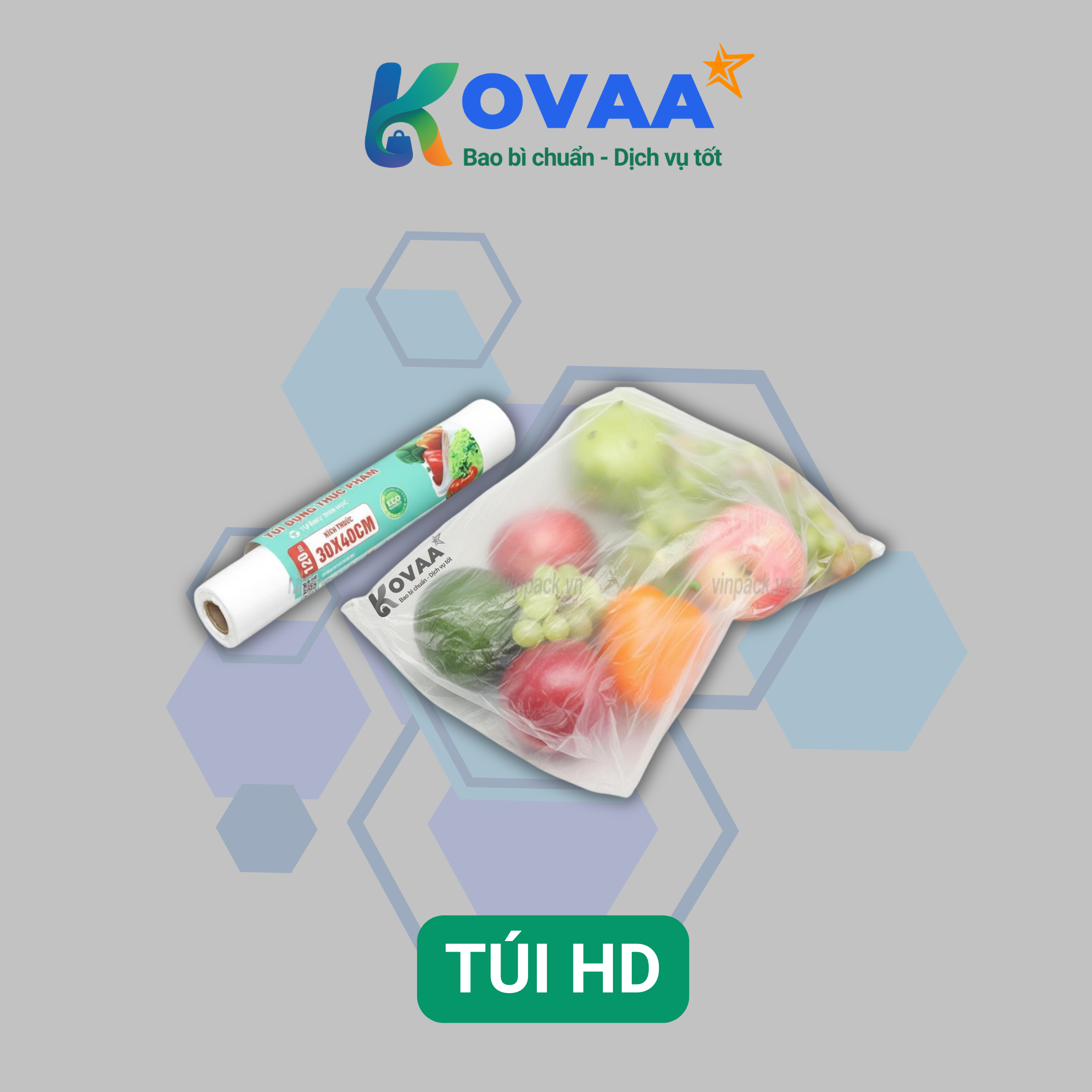 Túi HD nilon đựng rau củ, thực phẩm tươi sống an toàn