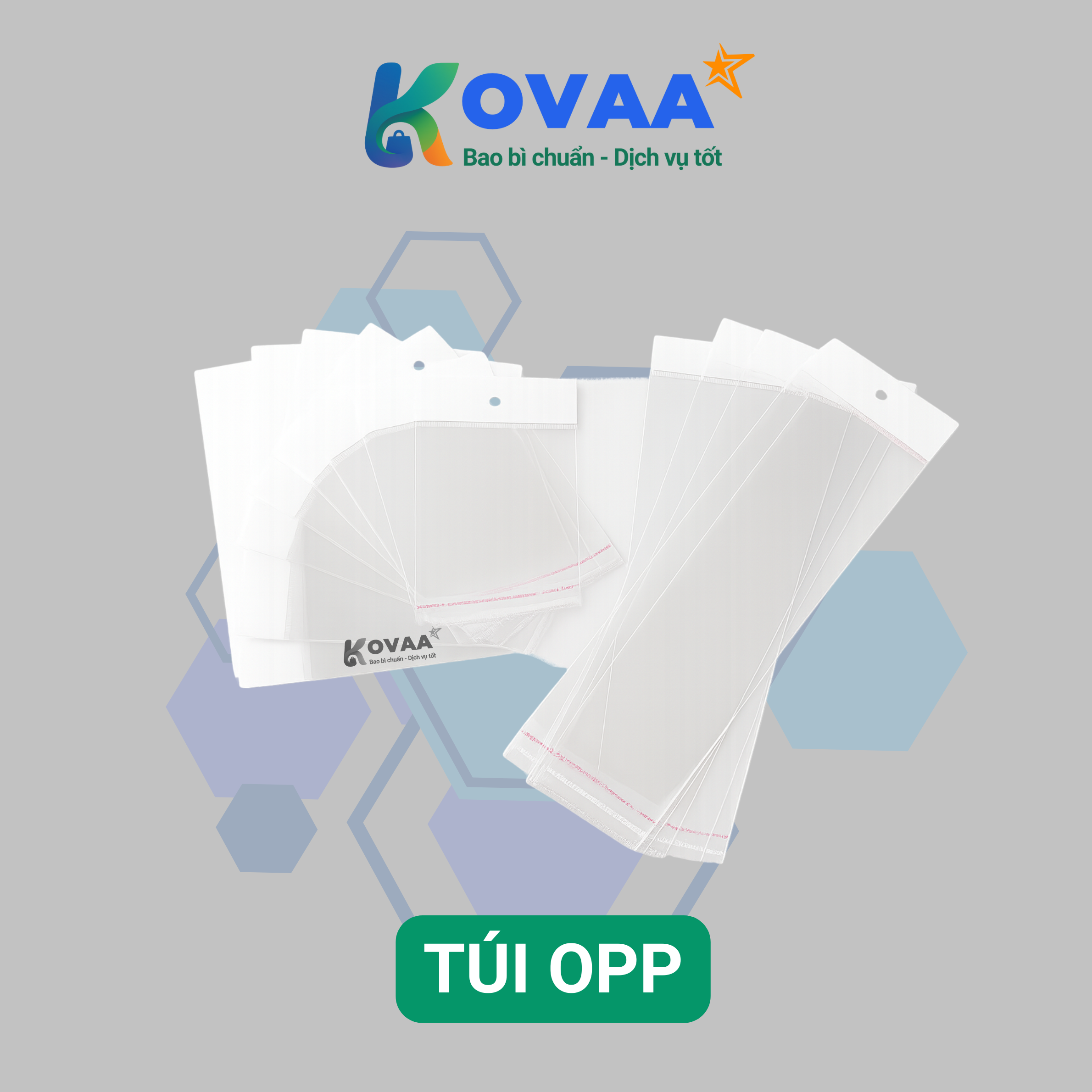 Túi OPP màng ngọc Kovaa – Bao bì nhựa trắng đục, dán miệng, bảo quản thực phẩm, thời trang, phụ kiện an toàn